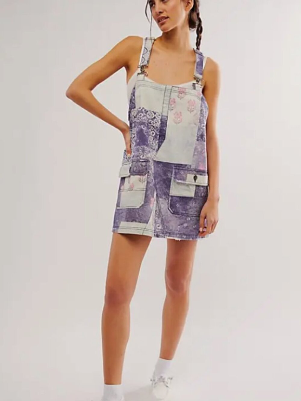 Free People We The Free Overall Smock Printed Mini Dress Patchwork Cottagecore M